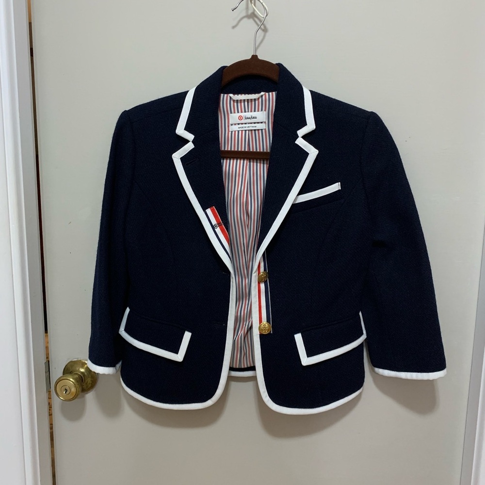 Thom Browne Neiman Marcus Target Women’s Nautical Wool Navy Blazer Jacket